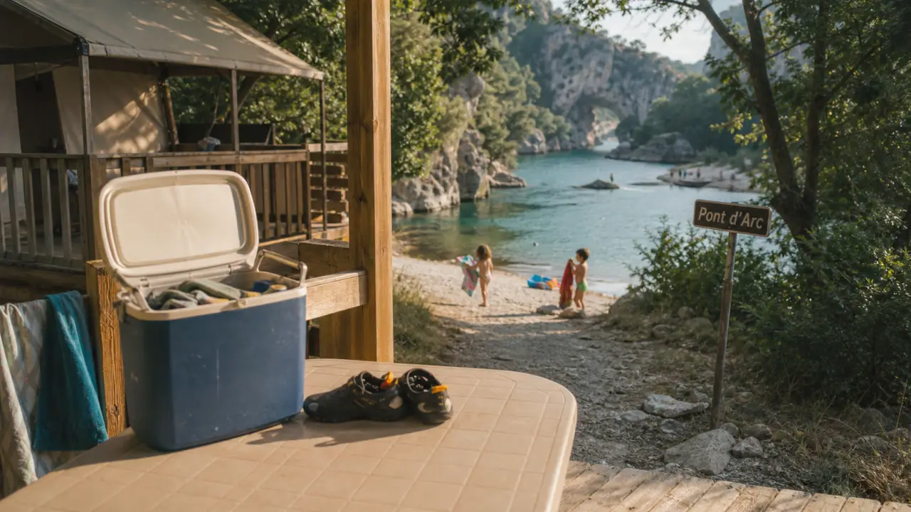 Camping à vallon-pont-d'arc, rivière près du Pont d’Arc et gorges