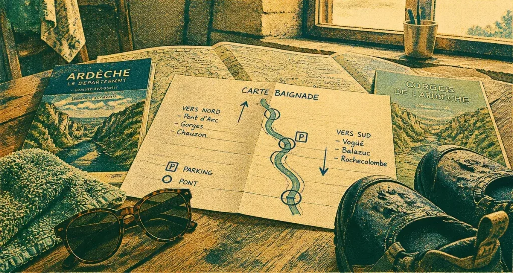 Carte baignade Ardèche : gorges du sud et rivières du nord