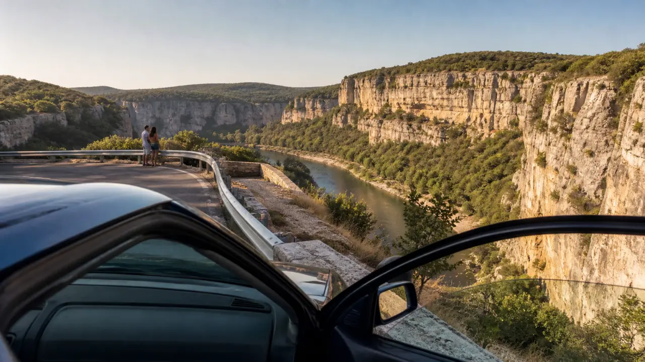 Dans quel sens faire les gorges de l’Ardèche : point de vue sur la D290 depuis Saint-Martin-d’Ardèche