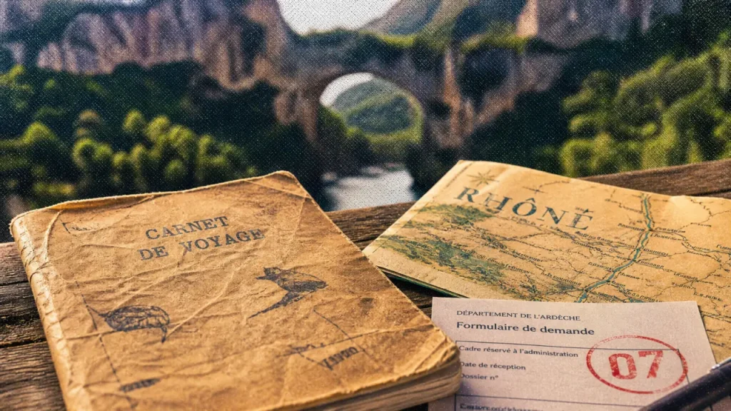 Département 07 Ardèche : carnet et carte avec repères