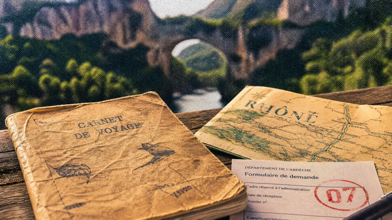 Département 07 Ardèche : carnet et carte avec repères