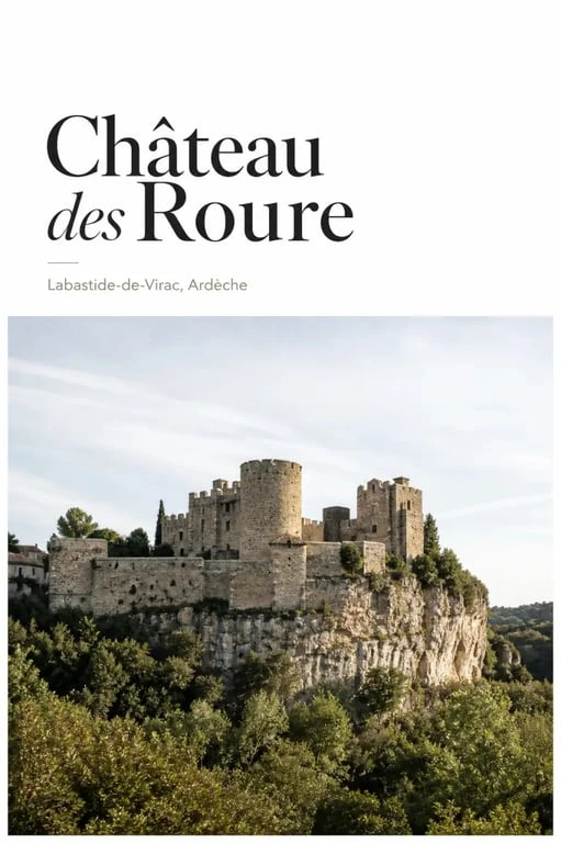 Chateau des Roure à Labastide-de-Virac, vue extérieure du château médiéval en Ardèche