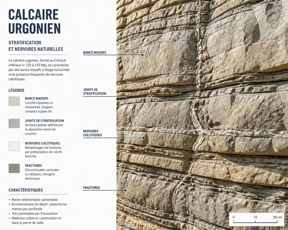 Détail de la roche calcaire urgonienne au Cirque de Gens