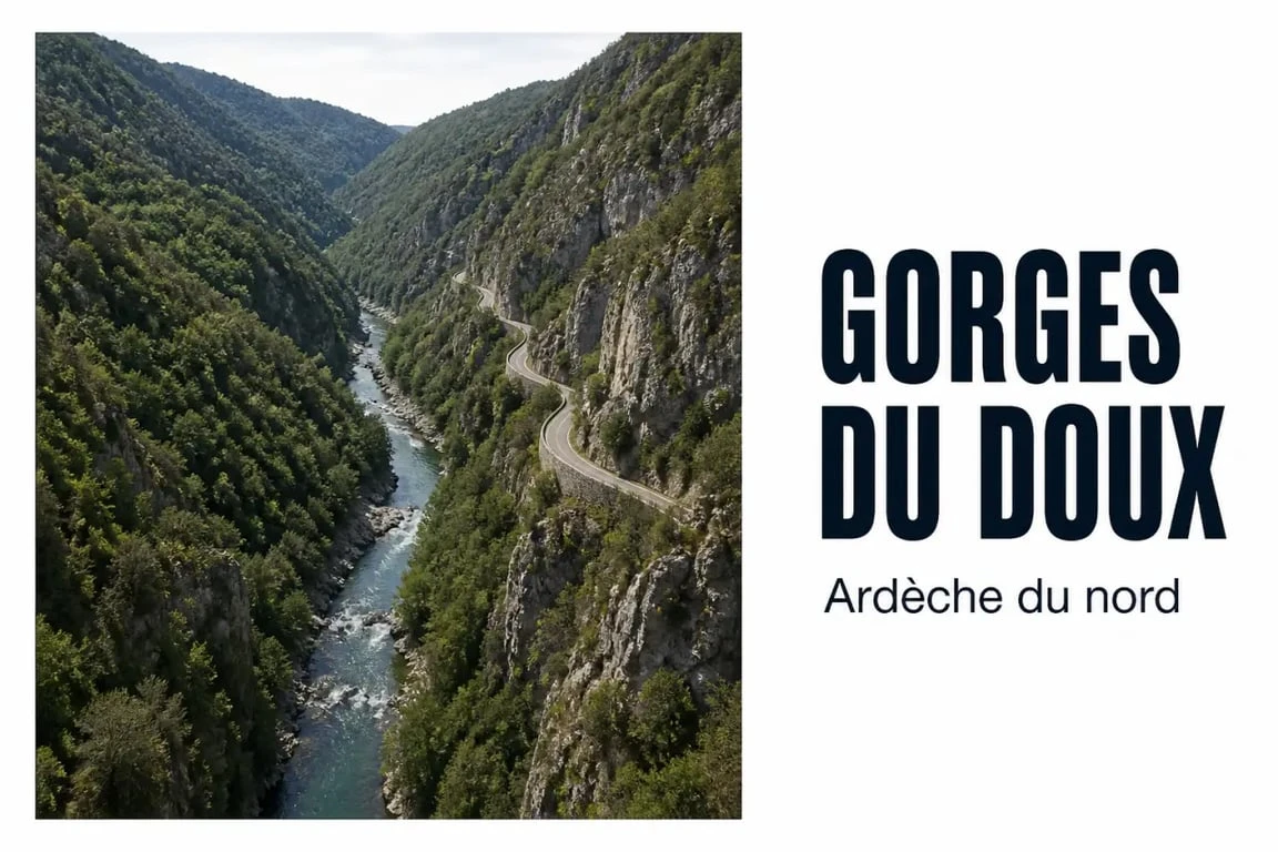 Ardèche du nord : paysages des gorges du Doux avec rivière encaissée et vallée boisée