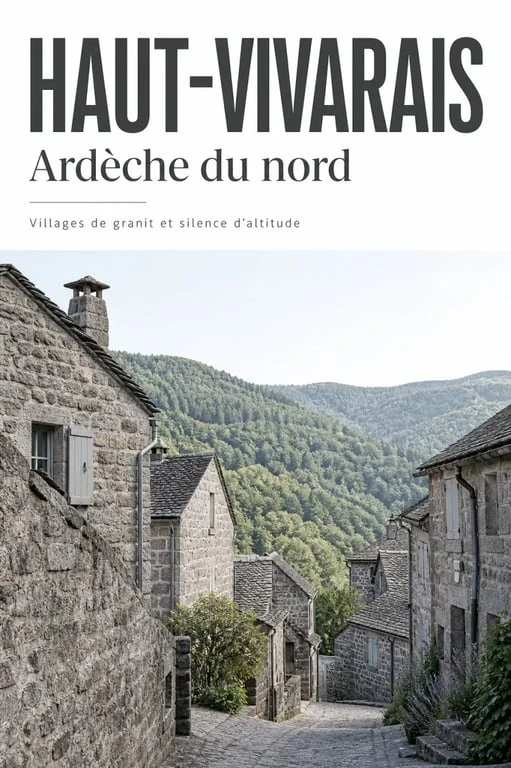 Ardèche du nord : village en pierre du Haut-Vivarais entre collines boisées et petites routes tranquilles