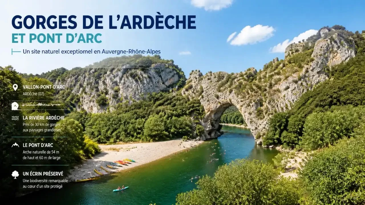Paysage des Gorges de l'Ardèche près d'un restaurant avec vue