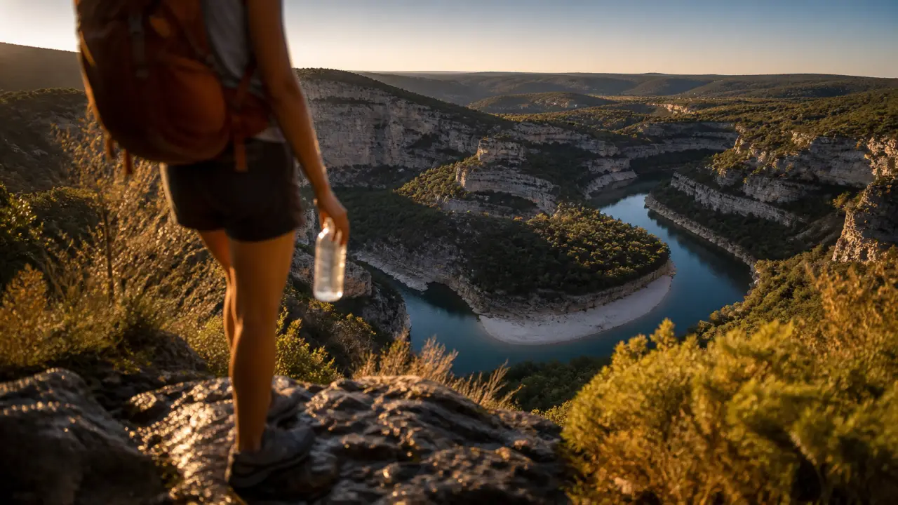 Le cirque des gens près de Ruoms : sentier, rivière et falaises