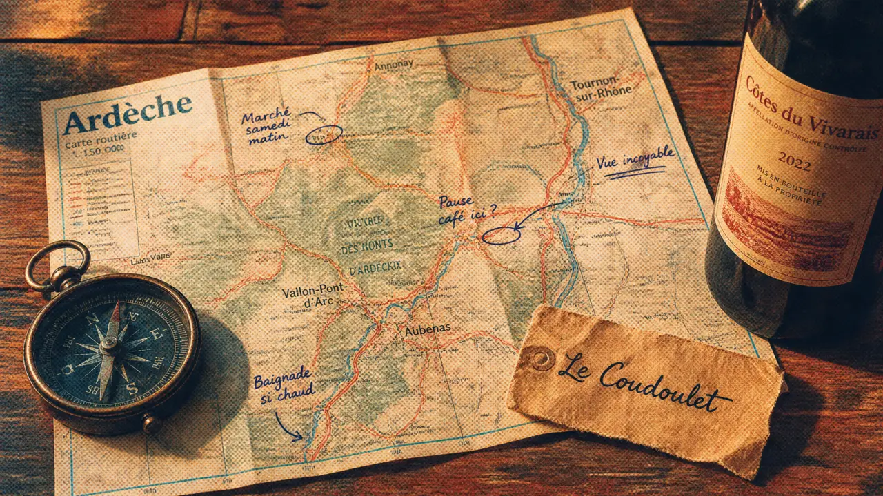 Le Coudoulet : camping en Ardèche, carte routière et vin