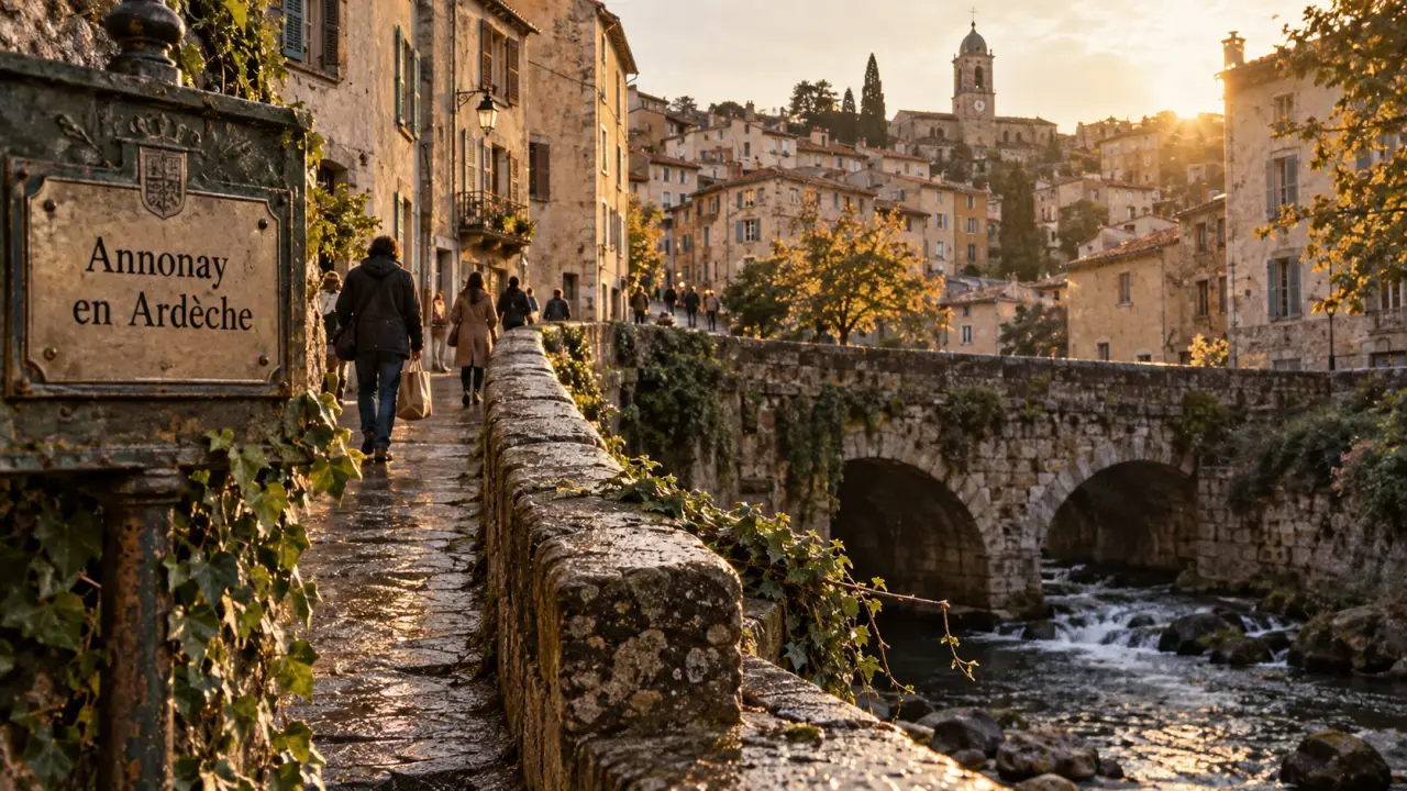 Annonay tourisme : ruelles et passerelle sur la Cance