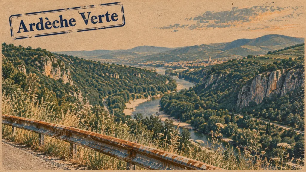 Ardèche verte : gorges du Doux, vallée boisée, rivière et falaises