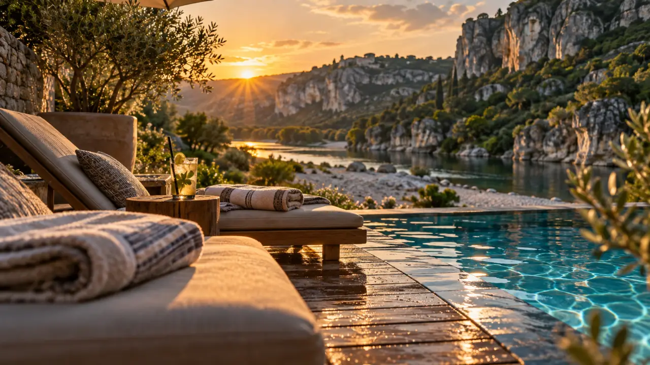 Camping 5etoile ardeche : piscine chauffée et rivière