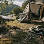 Camping Ardèche emplacement tente : ombre et rivière