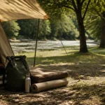 Camping Ardèche tente : vue rivière, ombre et emplacement