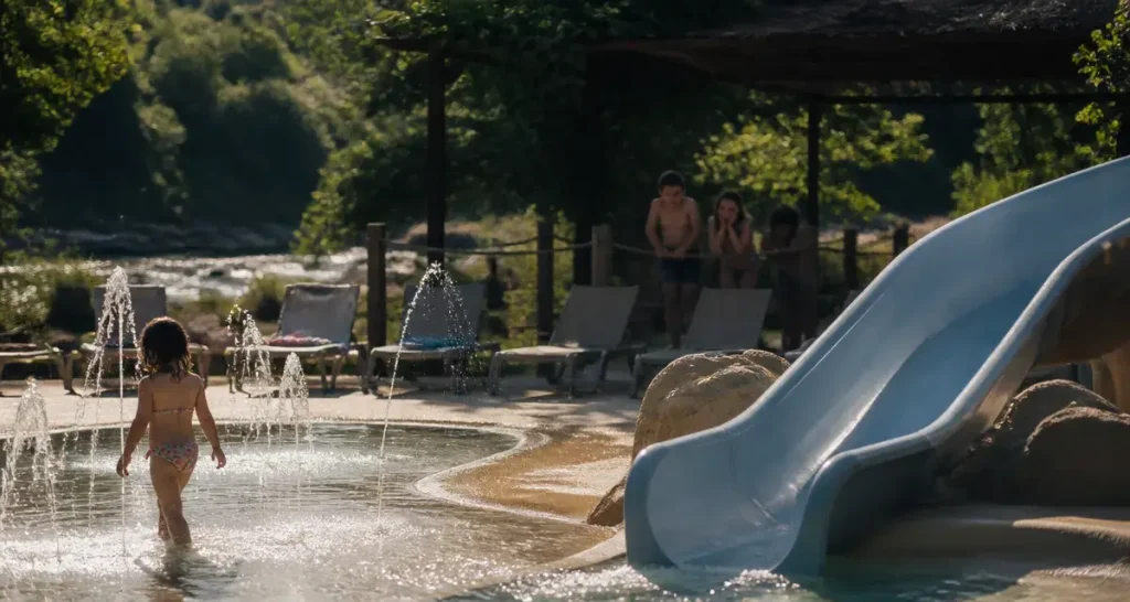 Camping toboggan aquatique en Ardèche : piscine et rivière