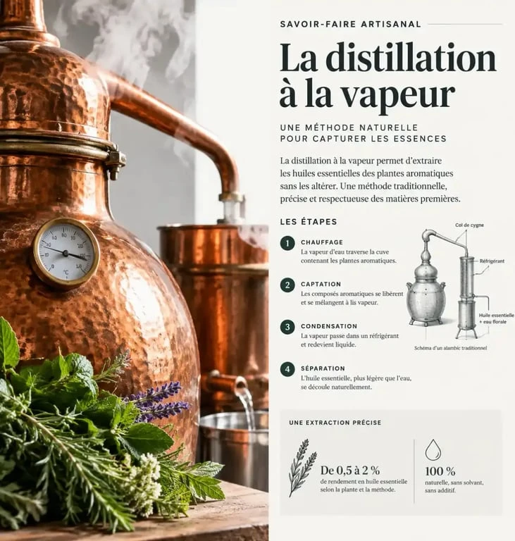 Processus de distillation artisanale à la distillerie du bois de Païolive
