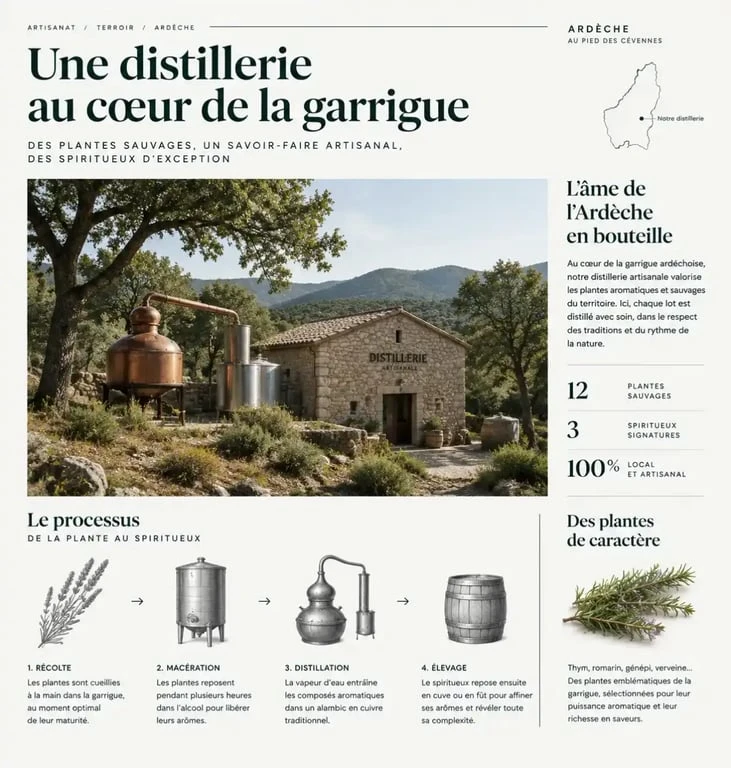 Distillerie du bois de Païolive située dans le Mas du Granzon en Ardèche