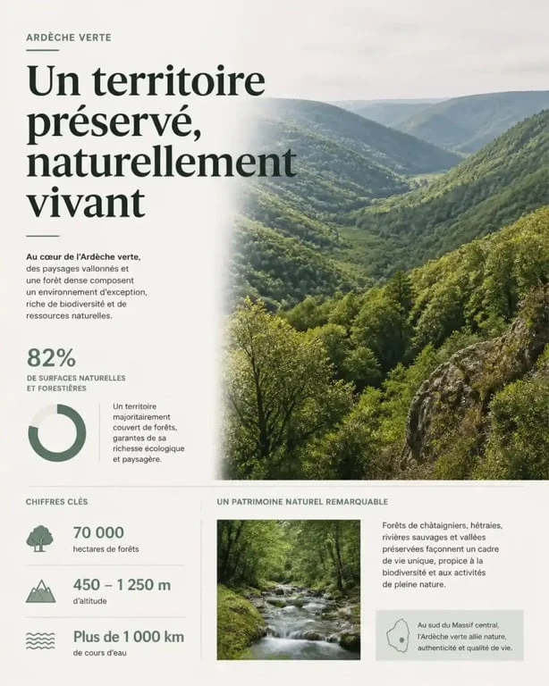 Paysage de l'Ardèche verte pour camping car