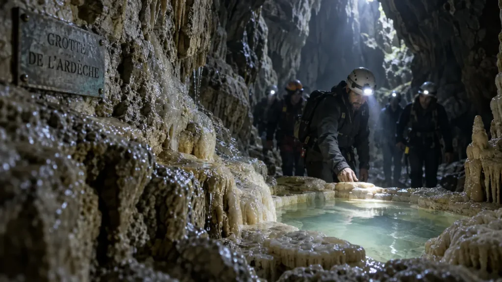 Grottes Ardèche : entrée de grotte, guide et visiteurs