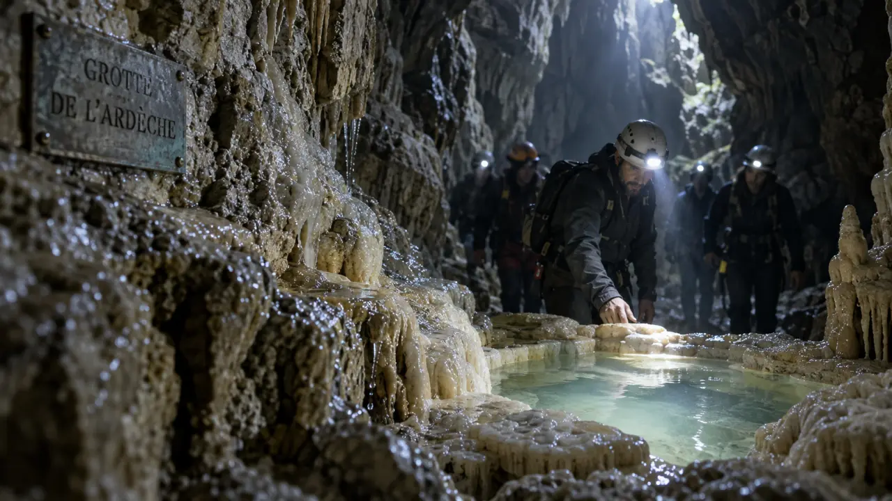 Grottes Ardèche : entrée de grotte, guide et visiteurs