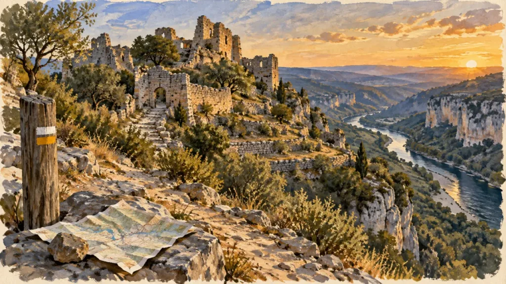 Le chastelas de Vallon-Pont-d’Arc, ruines et pierre sèche en Ardèche