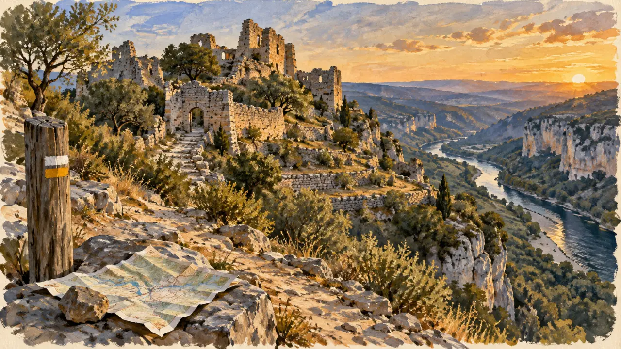Le chastelas de Vallon-Pont-d’Arc, ruines et pierre sèche en Ardèche