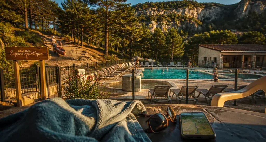Location Ardèche camping avec piscine : espace aquatique, bassin chauffé et pataugeoire