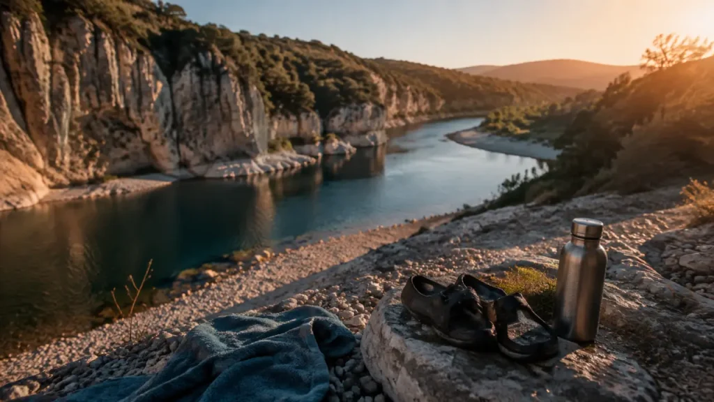 Plage du cirque de Gens : baignade naturelle sous falaises calcaires