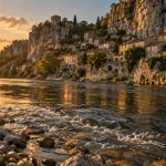 Que faire à Vogüé Ardèche : village sur la falaise et rivière Ardèche