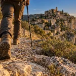 Randonnée rochecolombe ardèche : sentier calcaire vers le vieux village perché
