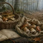Séjour champignon ardèche : panier de champignons en hêtraie