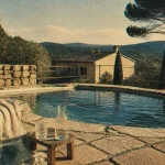 Gite en ardèche avec piscine privative sur terrasse en pierre