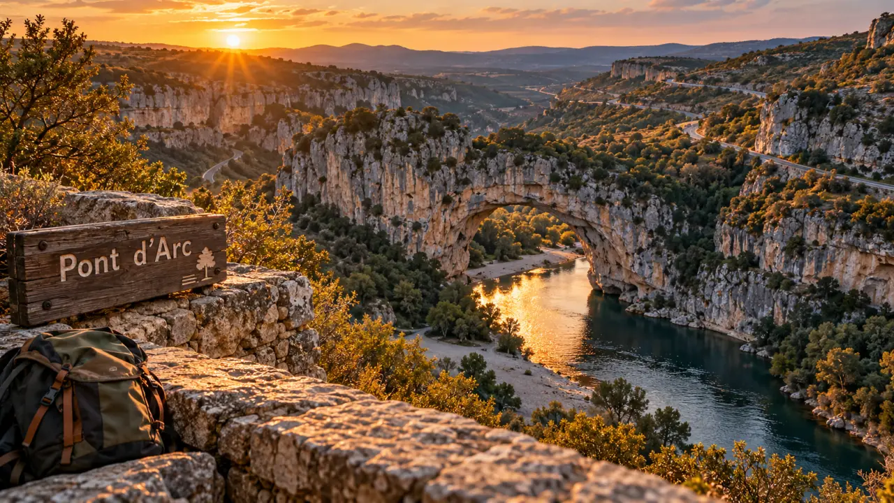 Que peut on visiter en Ardèche : vue du Pont d’Arc depuis un belvédère