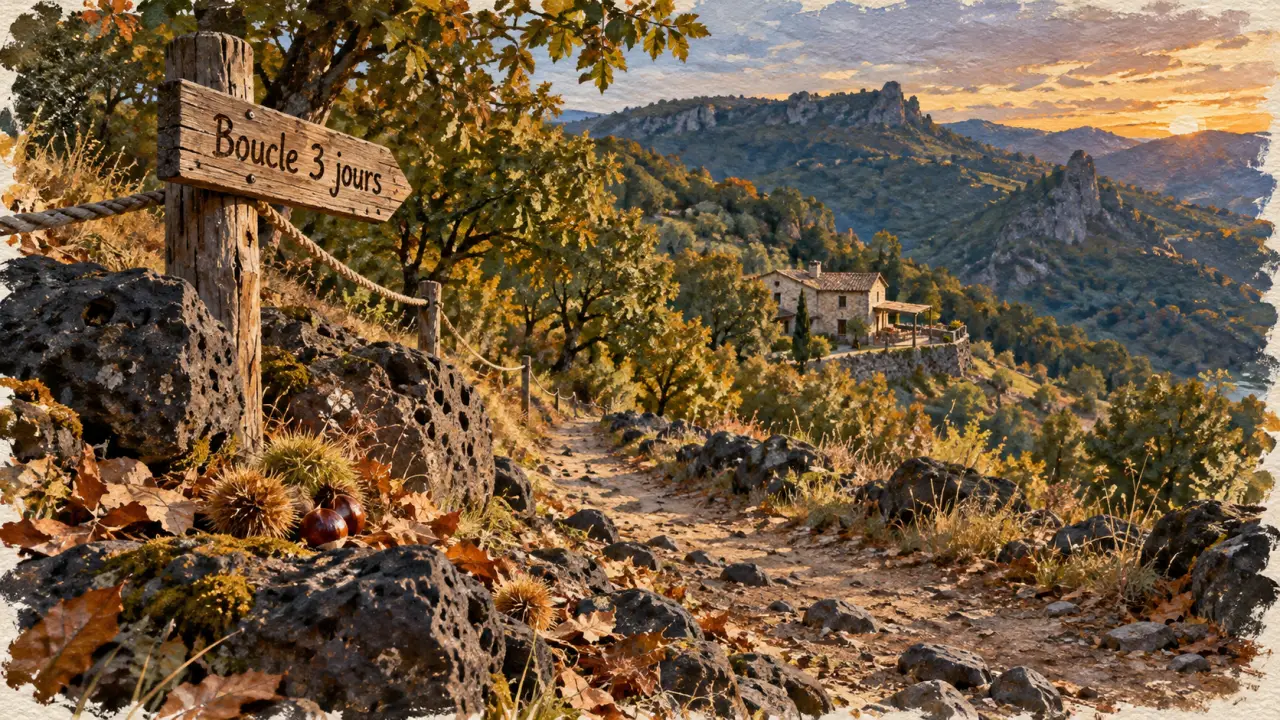 Randonnée boucle 3 jours Ardèche : sentier en boucle et points d’eau à vérifier