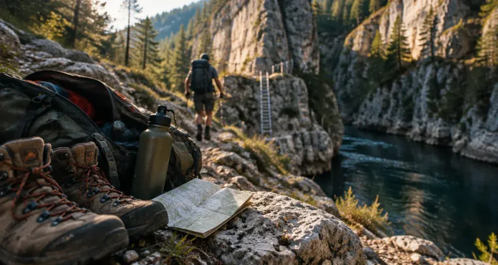 Randonnée gorges de l Ardèche : bivouac, chaussures et passages équipés
